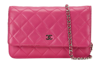 Classic Wallet on Chain, &pound;1,200, Handbags, Pink, Lambskin Leather, Front view
